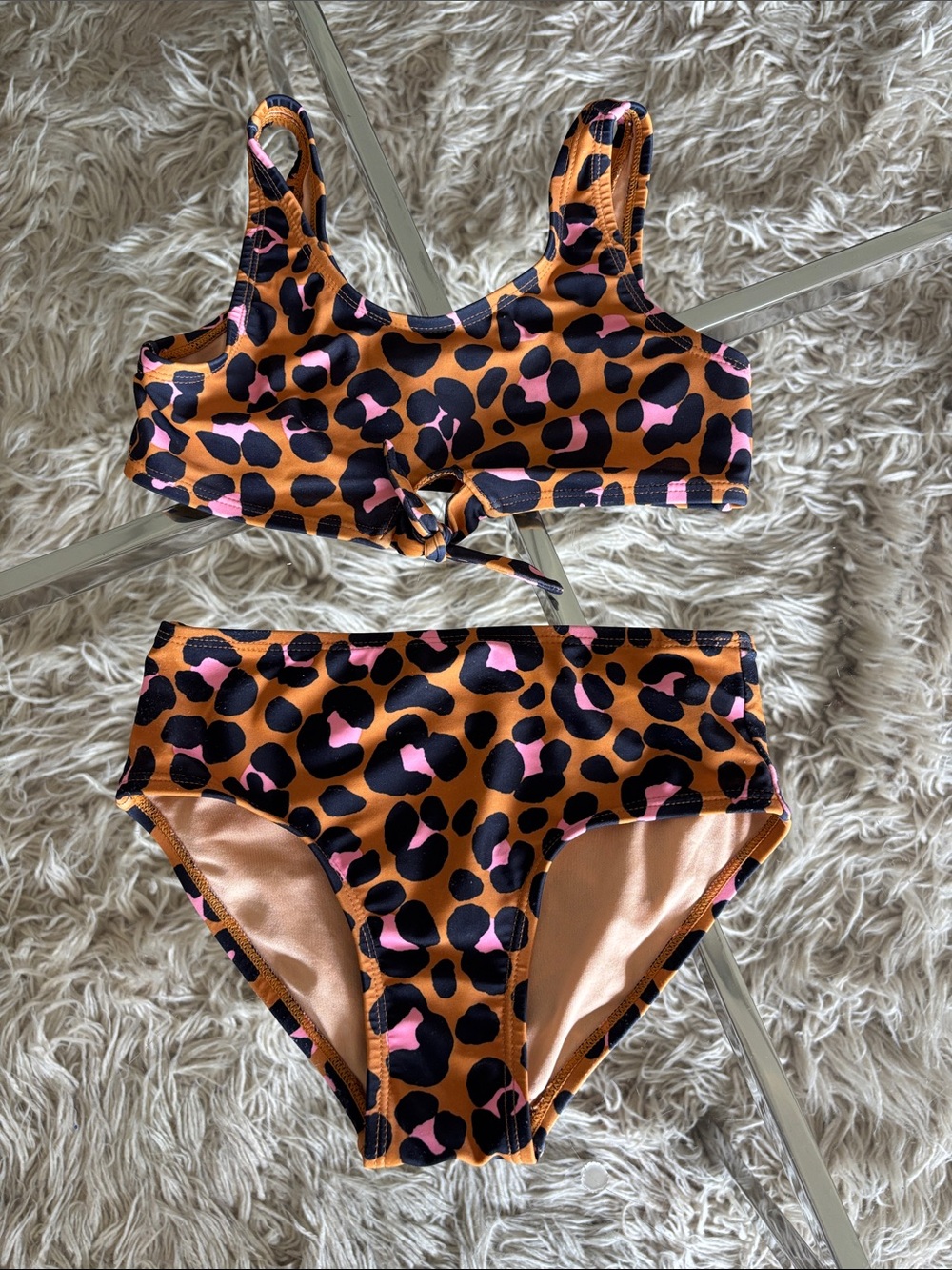 Old Navy Girls' Leopard Print Two-Piece Swim Bikini Set - Small